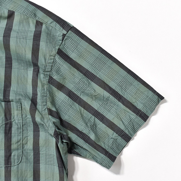 PHIGVEL MAKERS CO. オリーブ ノーカラーボタンダウンシャツ PHIGVEL MAKERS CO. オリーブ ノーカラーボタンダウンシャツ PHIGVEL