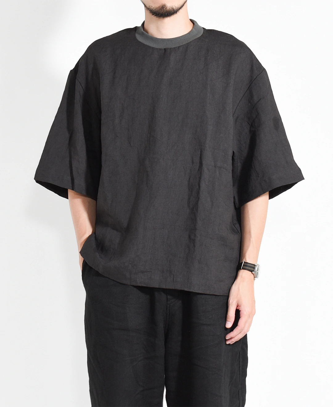 20% OFF】(2571)MUYA(ムヤ)Three quarter sleeve T-shirts Linen