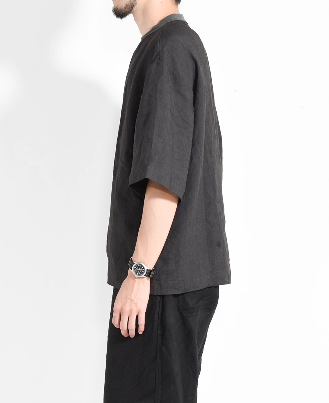 20% OFF】(2571)MUYA(ムヤ)Three quarter sleeve T-shirts Linen