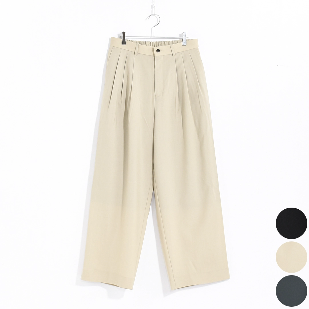 [a26a15pt03c]MARKAWARE (マーカウェア)Organic Wool 2/80 Tropical Triple Pleated Wide Trousers(オーガニックウール2/80トロピカルトリプルプリーテッドワイドトラウザーズ)の商品画像