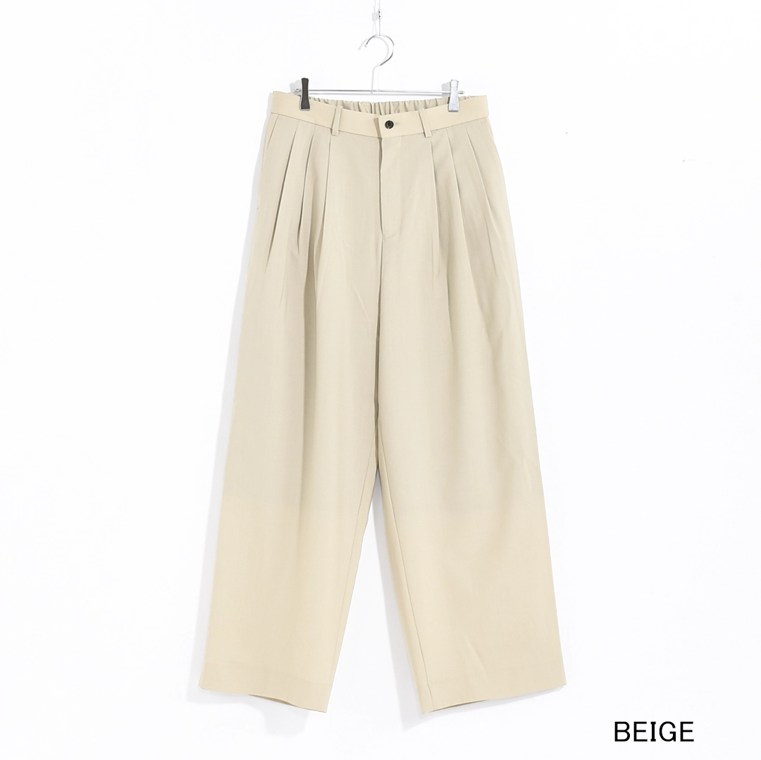 [a26a15pt03c]MARKAWARE (マーカウェア)Organic Wool 2/80 Tropical Triple Pleated Wide Trousers(オーガニックウール2/80トロピカルトリプルプリーテッドワイドトラウザーズ)の商品画像