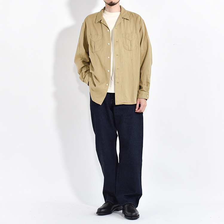 [PMAS-LS01]PHIGVEL(フィグベル) C/L Open Collar LS Shirt(コットンリネンオープンカラーシャツ)の商品画像