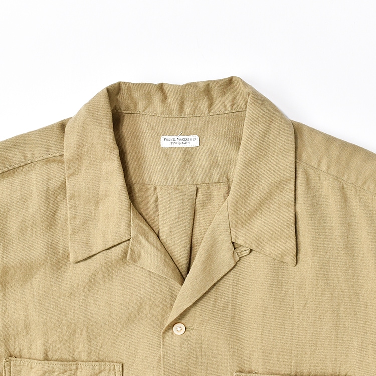 美品 phigvel オープンカラーシャツ コットン 無地 PMAS-LS01]PHIGVEL(フィグベル) C/L Open Collar LS Shirt