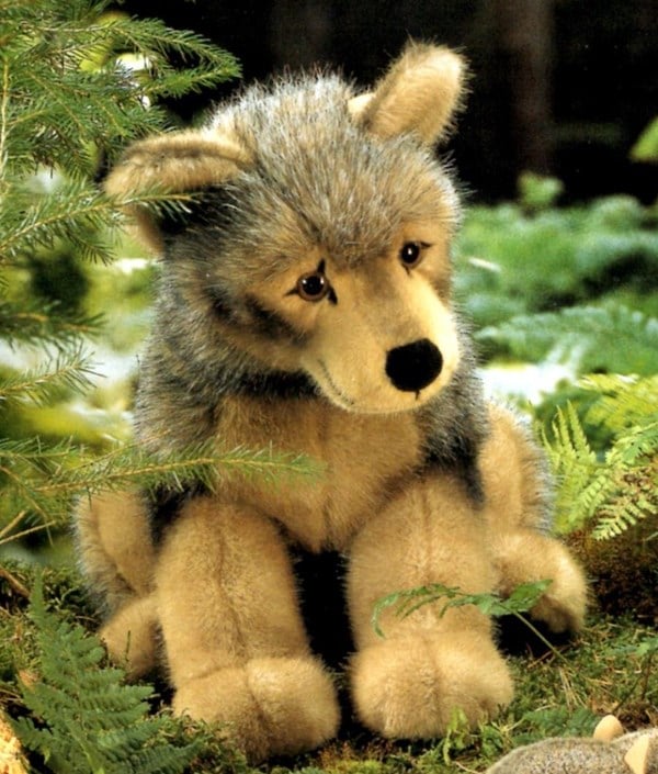 ケーセン オオカミの子（大）座り | ケーセンぬいぐるみ | 木の