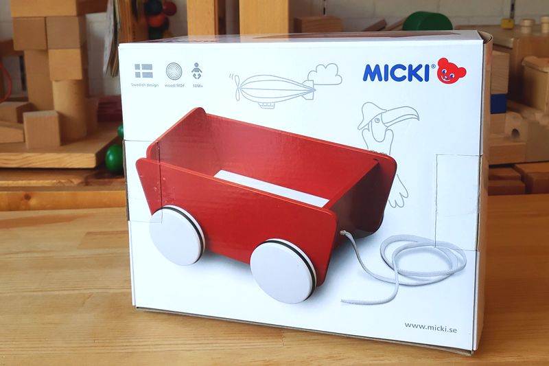 ミッキィ社 ミニワゴン 赤 MICKI 【木のおもちゃ 木製 ワゴン ミッキー