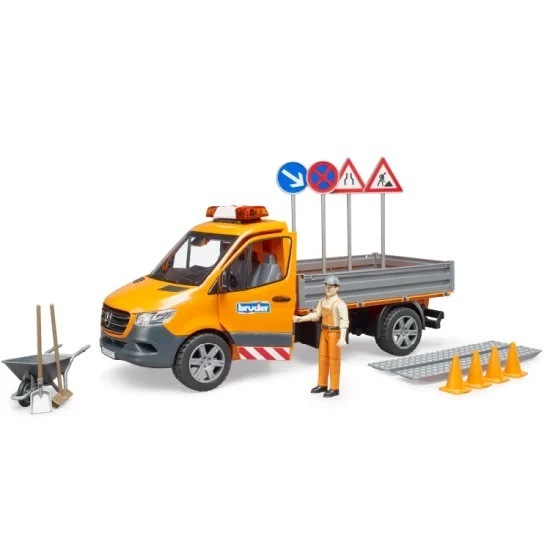 bruder ブルーダー MB 工事作業車セット フィギュア付き BR02677 正規販売店 正規輸入品 はたらくくるま ドイツ ミニカー 乗り物 働く車 おもちゃ ごっこ遊び 誕生日 男の子 おうち時間 外遊び 子供 サイズ 大きい 大きめ
