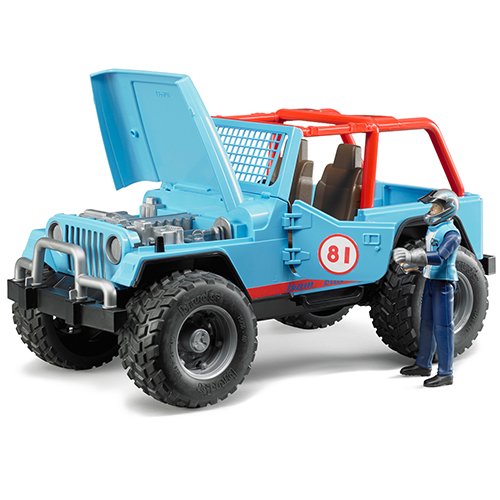 bruder ブルーダー ジープ Jeep クロスカントリーレーサー フィギュア付き BLUE BR02541 正規販売店 正規輸入品 はたらくくるま ドイツ ミニカー 乗り物 働く車 おもちゃ ごっこ遊び 誕生日 男の子 おうち時間 外遊び 子供 サイズ 大きい 大きめ