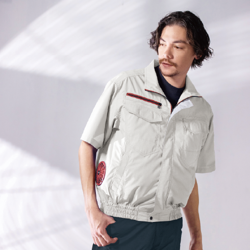 最先端 空調服 半袖 SP01BX ファン・バッテリーフルセット(最大7.2V) バッグ