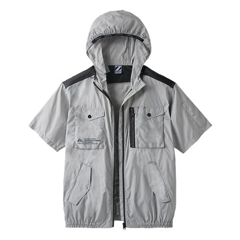 フルセット【ファンバッテリー付 グレー2色 4XL 半袖 綿】空調服 空調作業服 服2枚付き 空調ウェア 空調作業服 半袖 フルセット 2025 最強