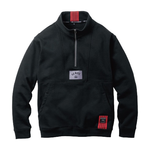 桑和1524-10 トレーナー ハーフジップ ストレッチ 裏起毛 反射 消臭