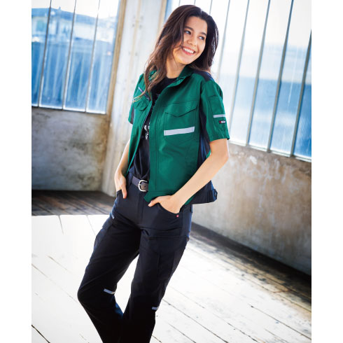 バートル 9096 半袖ブルゾン 半袖ジャケット 春夏 ストレッチ 制電