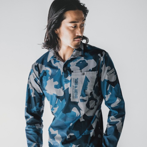 寅壱 5992-614 迷彩柄長袖ポロシャツ 秋冬 吸汗速乾 2024新作｜作業着