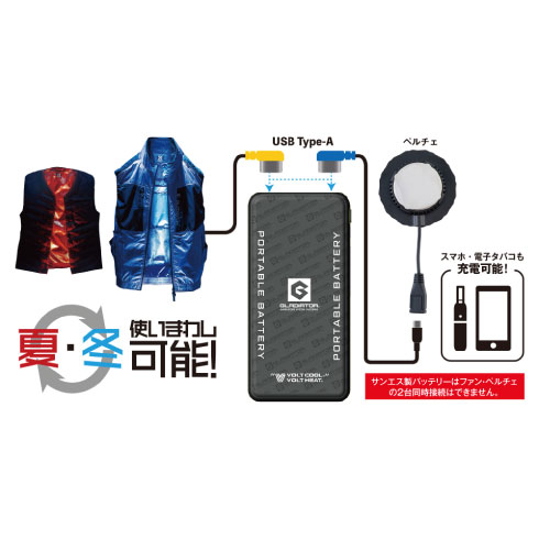 空調風神服　モバイルバッテリー　ファン 大川被服 90402（ファン+モバイルバッテリーセット）｜空調服