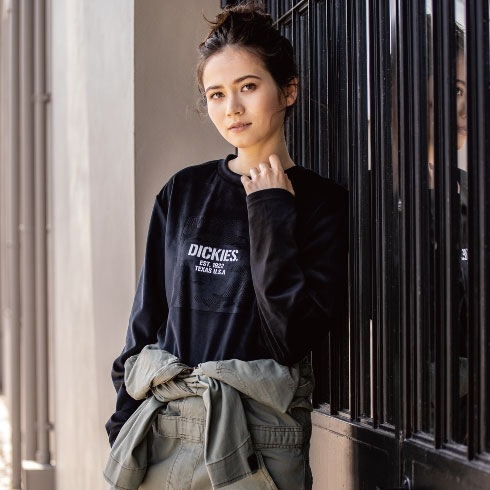 ディッキーズ Dickies D-22008 ベロア長袖Tシャツ ストレッチ 消臭