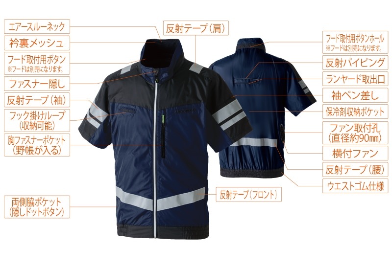 半袖EFブルゾン 7369-11 桑和 SOWA ファン・バッテリーフルセット