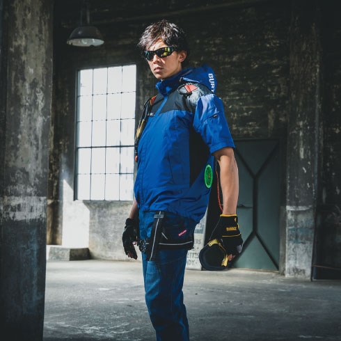 BURTLE 空調服 AC1196、M、ネイビー、バッテリー・ケーブル・ファン付 バートル AC1196 半袖ファン付き作業服セット BURTLE ファン