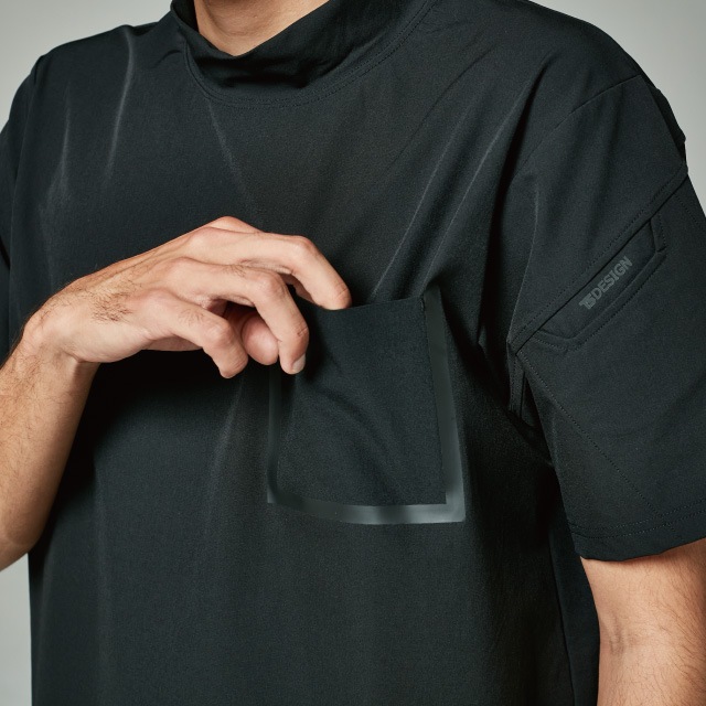 TSデザイン 83552 スウェットモックネックTシャツ ストレッチ 吸汗速乾