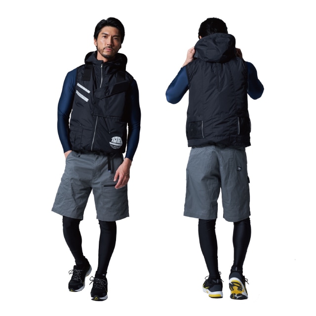 空調服 寅壱 TORAICHI 1076-662 ベスト 着脱式フード 遮熱 UV