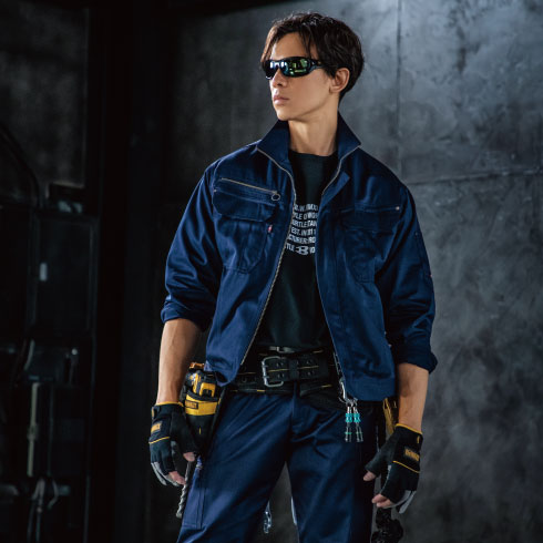 長袖ブルゾン 制電ソフトツイル ネイビー Mサイズ