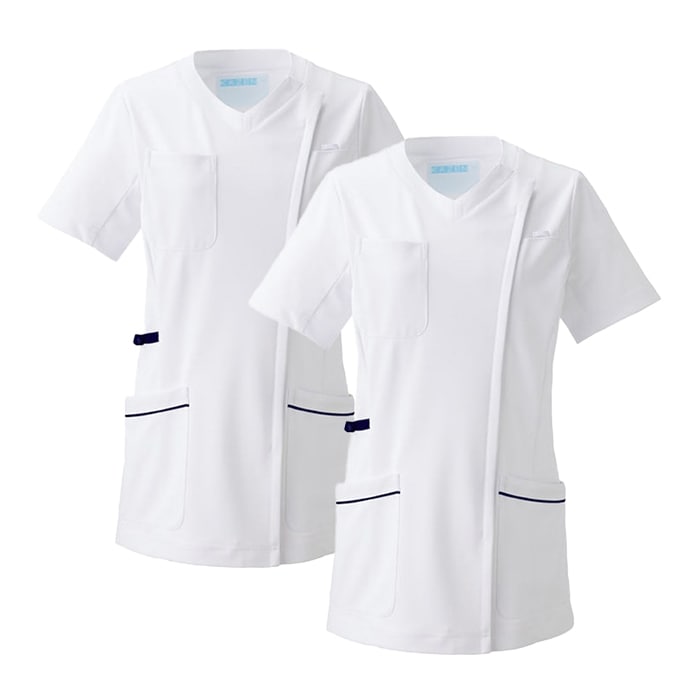 [KAZEN] 981 レディススクラブジャケット半袖 2枚セット