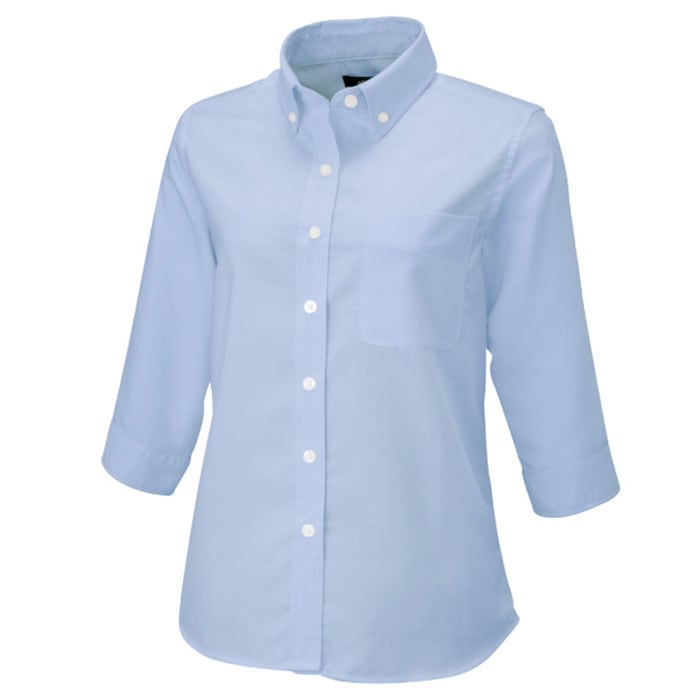 [アイトス] AZ-7875 レディース七分袖オックスボタンダウンシャツ