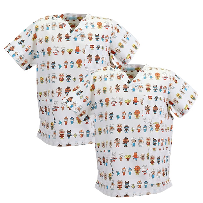 [KAZEN] ANP133 アンパンマンプリントスクラブ(男女兼用) 2枚セット