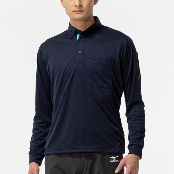 [ミズノ] F2JA2185 ナビドライワークボタンダウンポロシャツ (長袖) [ユニセックス]