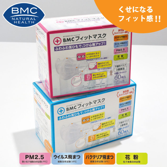 ビーエムシー]BMCフィットマスク60枚入-医療白衣と介護ユニフォームの