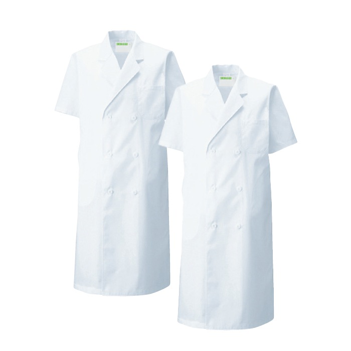 [KAZEN] 117-30 メンズ診察衣W型半袖 2着セット