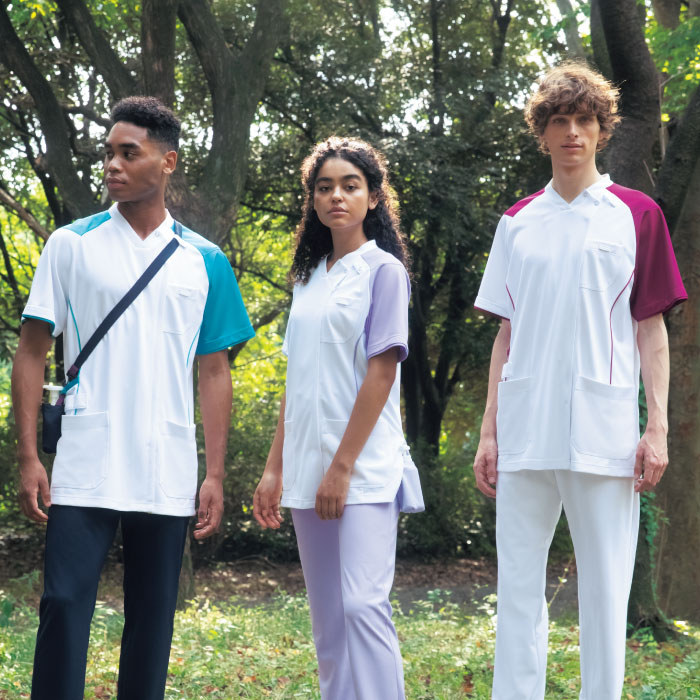 [KAZEN] KZN713 スクラブジャケット半袖(男女兼用) 2枚セット