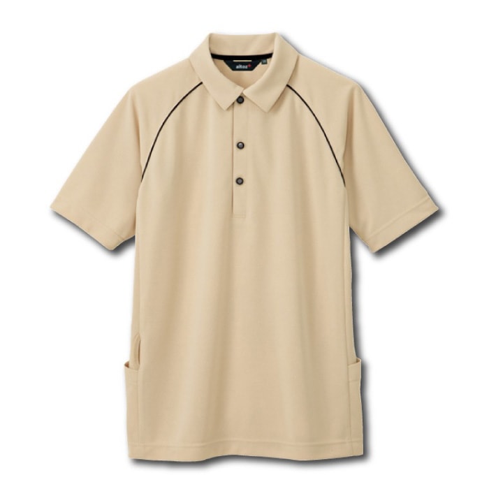 店舗限定 アドバンスド パック ポロシャツ イエロー 総柄 サイズ7 アイトス] AZ-7663 バックサイドポケット半袖ポロシャツ(男女