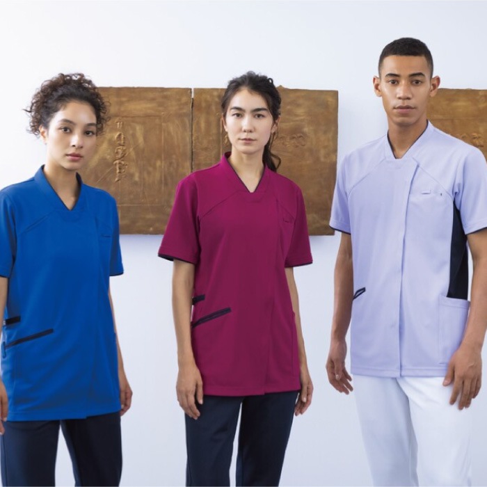 [KAZEN] 987 スクラブジャケット半袖(男女兼用)２枚セット