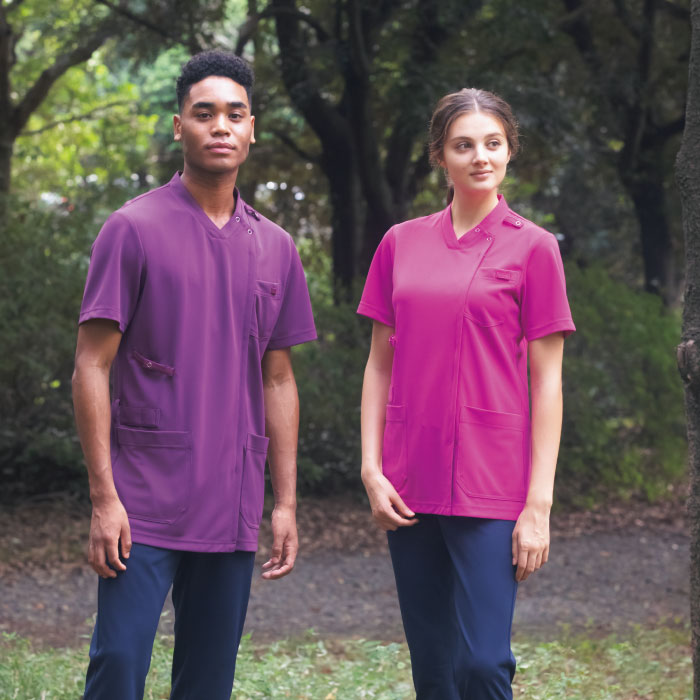 [KAZEN] KZN715 スクラブジャケット半袖(男女兼用) 2枚セット