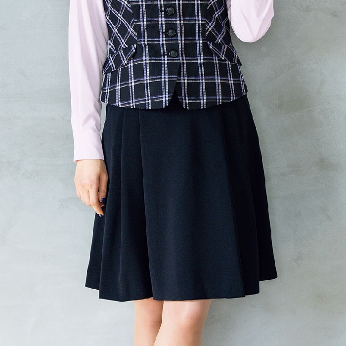 [nuovo] FS45791  バックアップポケット付きソフトプリーツスカート