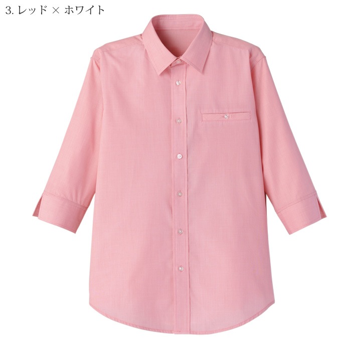 [FACE MIX] FB561U マイクロチェック七分袖シャツ