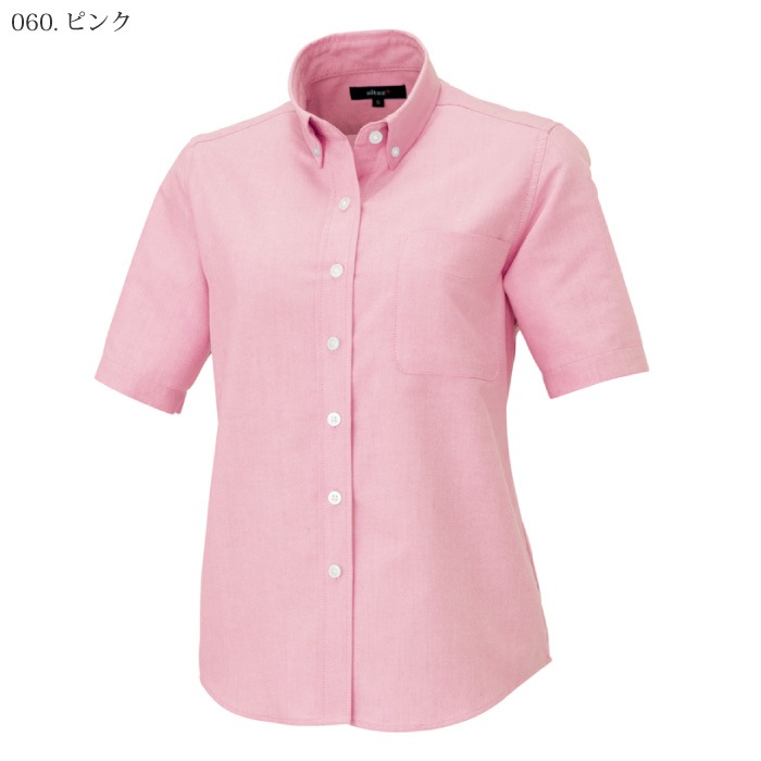 pep] AZ-7873 レディース半袖オックスボタンダウンシャツ-医療白衣と