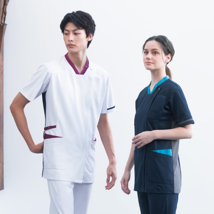 [KAZEN] 998 スクラブジャケット半袖（男女兼用） 2枚セット