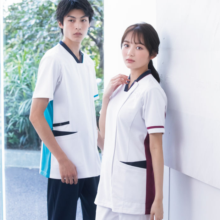 [KAZEN] 998 スクラブジャケット半袖（男女兼用） 2枚セット