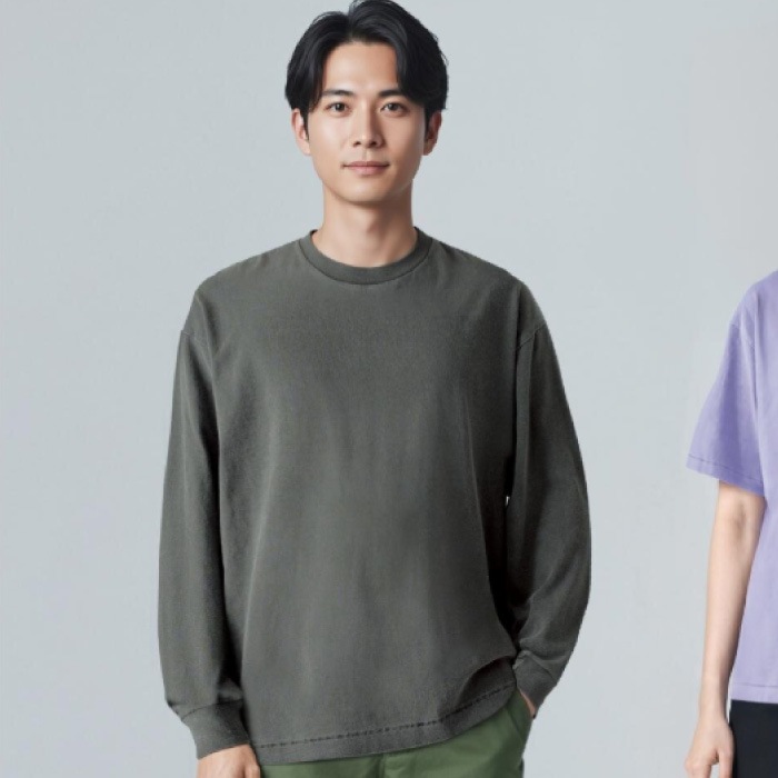 [LIFEMAX] MS1171 6.5オンスピグメントダイロングスリーブTシャツ
