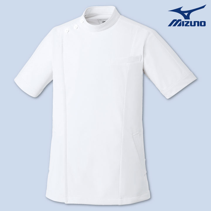 ミズノ ケーシージャケット MIZUNO ジップアップ 前開き 半袖 白衣 医師 看護師服 医療用 男性 女性 兼用 チトセ ジャケット ct-mz0069