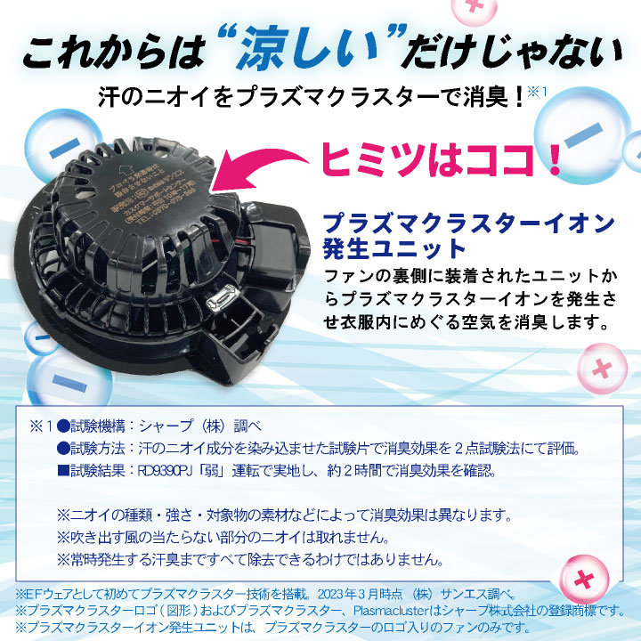 空調風神服 プラズマクラスター技術搭載ファン ななめファン 消