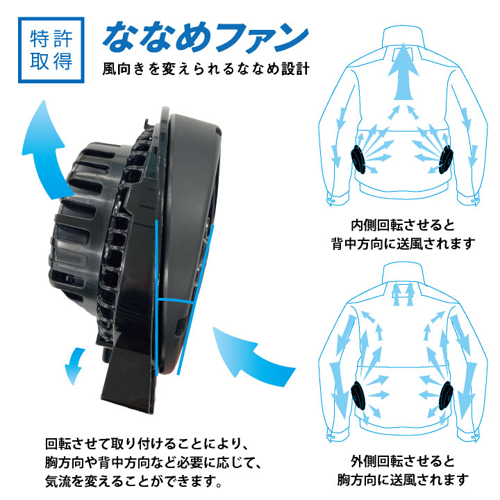 空調風神服 プラズマクラスター技術搭載ファン ななめファン 消臭