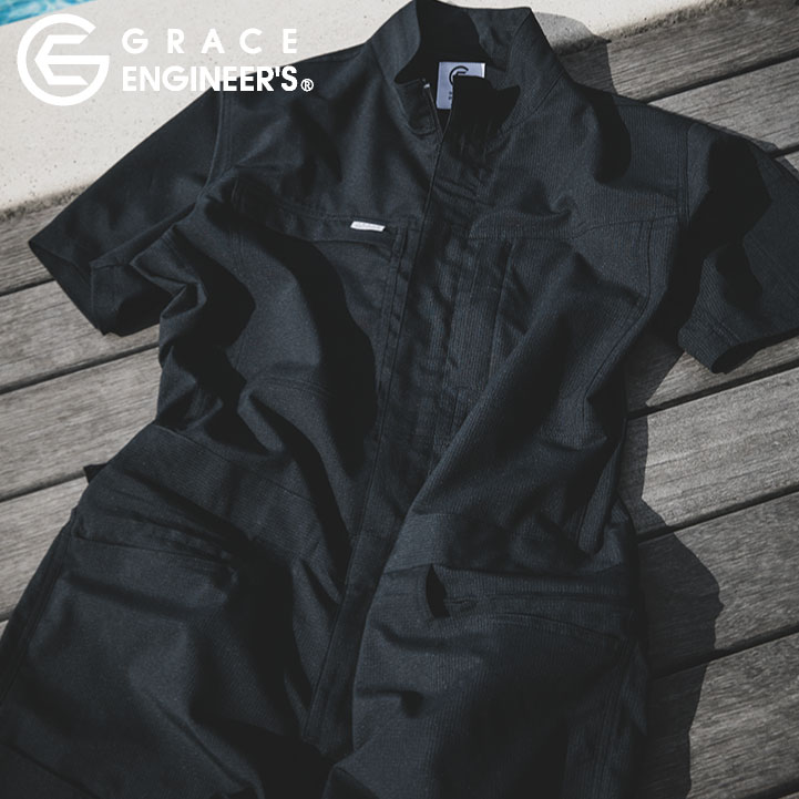 グレースエンジニア 薄手 涼しい 半袖つなぎ オーバーオール 春夏 作業