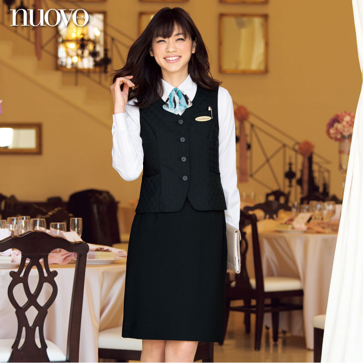 レディース 事務服 セミタイト スカート ひざ丈スカート 56センチ 春夏 定番 ネイビー オフィス 制服 通勤 ボンオフィス BCS2709 無地 シンプル ウエストらくらく！ノンストレスセミタイトスカート 事務服 企業制服