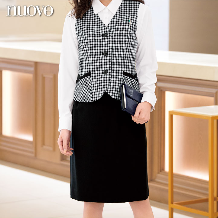 レディース 事務服 セミタイト スカート ひざ丈スカート 56センチ 春夏 定番 ネイビー オフィス 制服 通勤 ボンオフィス BCS2709 無地 シンプル ウエストらくらく！ノンストレスセミタイトスカート 事務服 企業制服