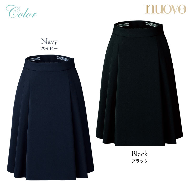 プリーツスカート レディース ひざ丈 制服 事務服 バックアップ