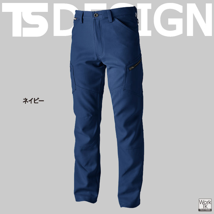 TS DESIGN ストレッチ 裏綿 メンズ カーゴパンツ 制電 JIS T8118規格適合 春夏 秋冬 ワークパンツ 作業ズボン 作業服 作業着 建設業 製造業 運送業 物流 倉庫 整備 点検 清掃 ビルメン 制服 男性 藤和 tw-8114