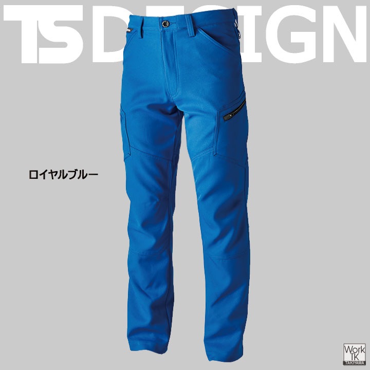 TS DESIGN ストレッチ 裏綿 メンズ カーゴパンツ 制電 JIS T8118規格適合 春夏 秋冬 ワークパンツ 作業ズボン 作業服 作業着 建設業 製造業 運送業 物流 整備 清掃 ビルメン 制服 大きいサイズ 藤和 tw-8114-b