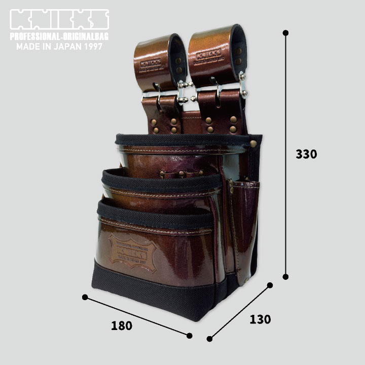 即日出荷] KNICKS ニックス 総ヌメ革使用 3段腰袋 バリスティック補強