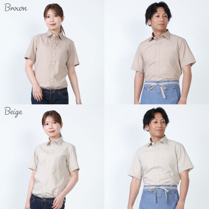 ブラウン 半袖シャツ ウエストリボン付き フリーサイズ 楽天市場】半袖 ブラウス（カラーブラウン）（Tシャツ